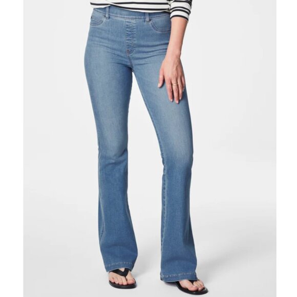 SPANX SPANXshape Original EveryWear Flare Jeans | Size 1X TALL | Stonewashed Blu - Picture 1 of 6